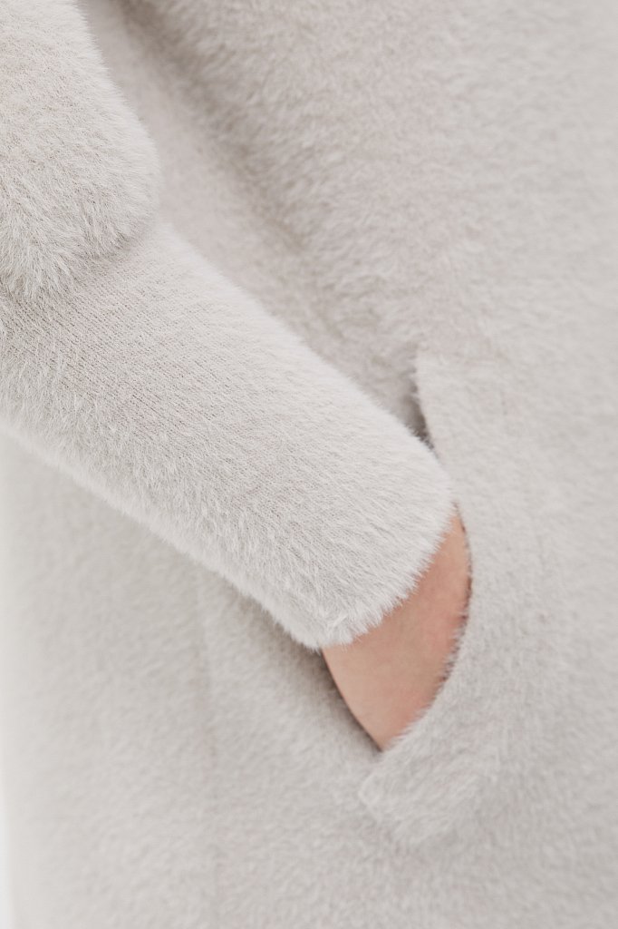Трикотажное пальто с воротником-стойкой, Модель FBC11145, Фото №6