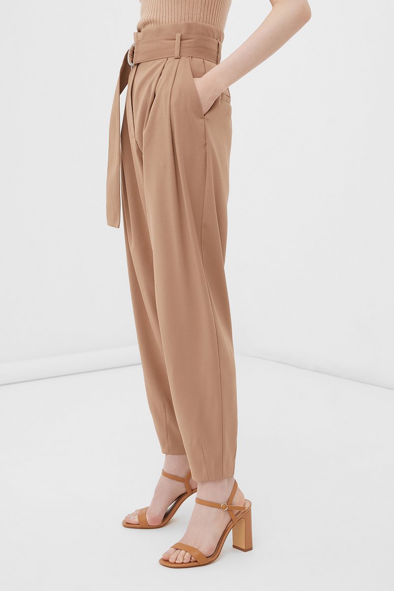 Свободные брюки женские с поясом, Модель FBC110108, Фото №3