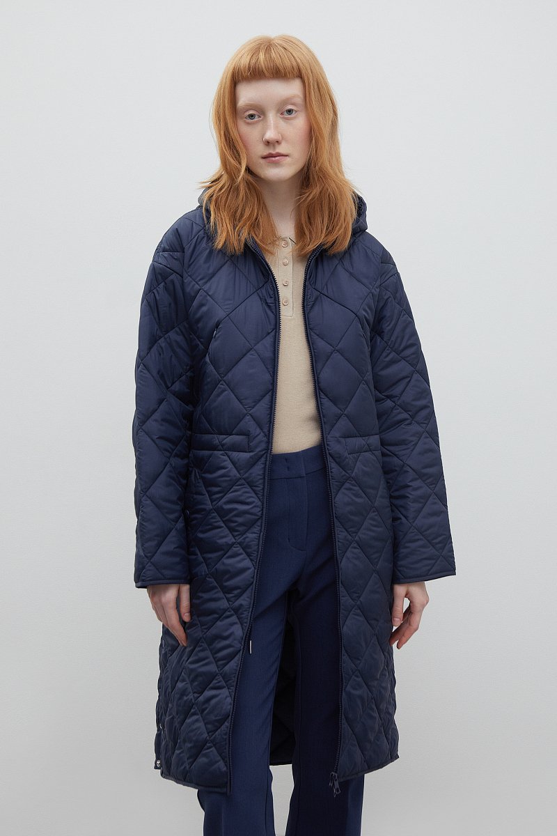 Стеганое утепленное пальто с капюшоном, Модель FBD11006, Фото №1