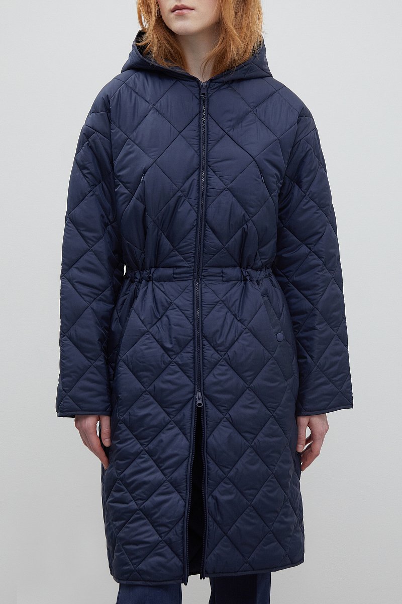 Стеганое утепленное пальто с капюшоном, Модель FBD11006, Фото №3