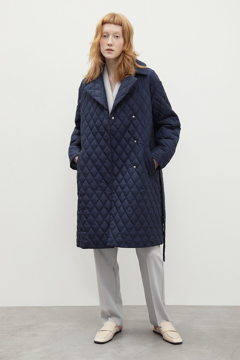Стеганое утепленное пальто с поясом, Модель FBD11008, Фото №2