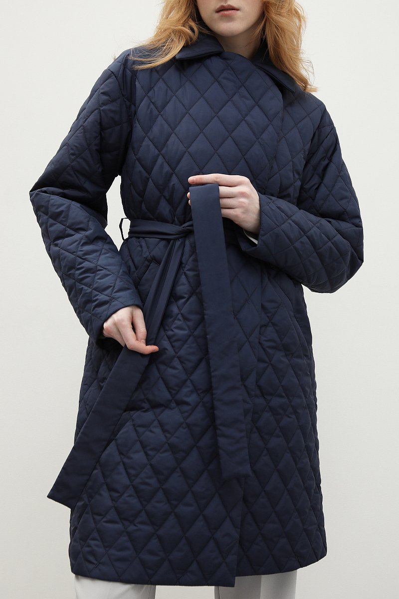Стеганое утепленное пальто с поясом, Модель FBD11008, Фото №3