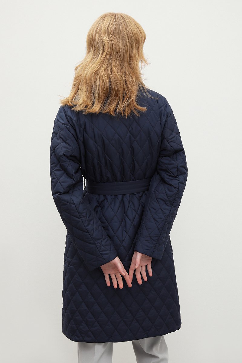 Стеганое утепленное пальто с поясом, Модель FBD11008, Фото №5
