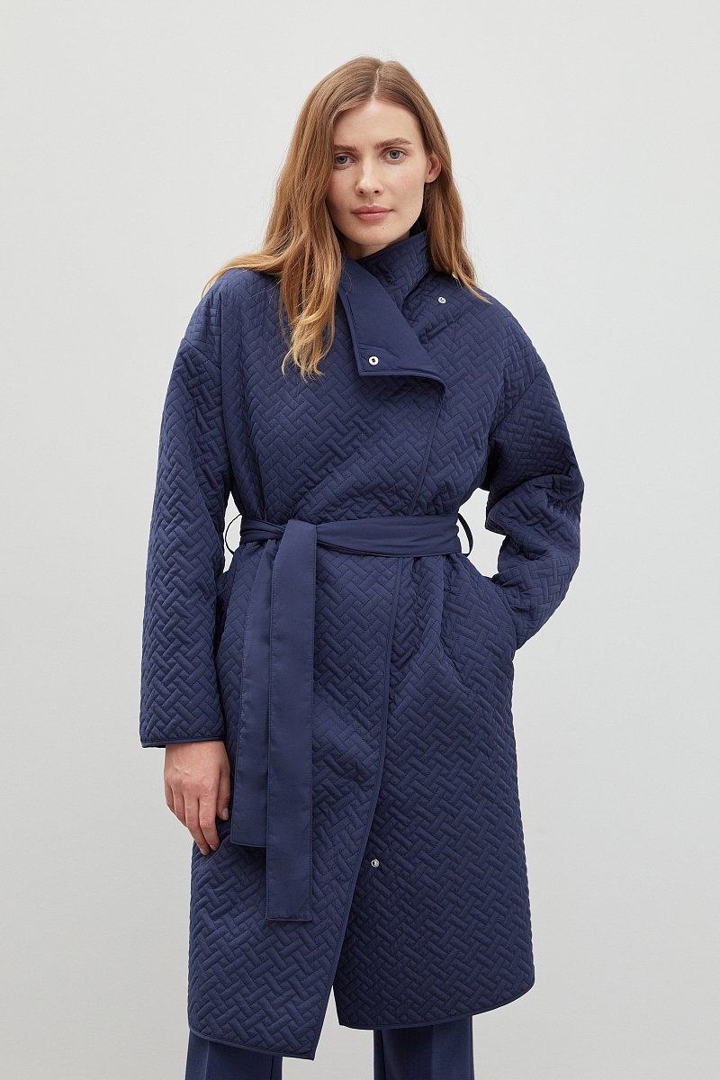 Утепленное пальто с поясом, Модель FBD11055, Фото №1
