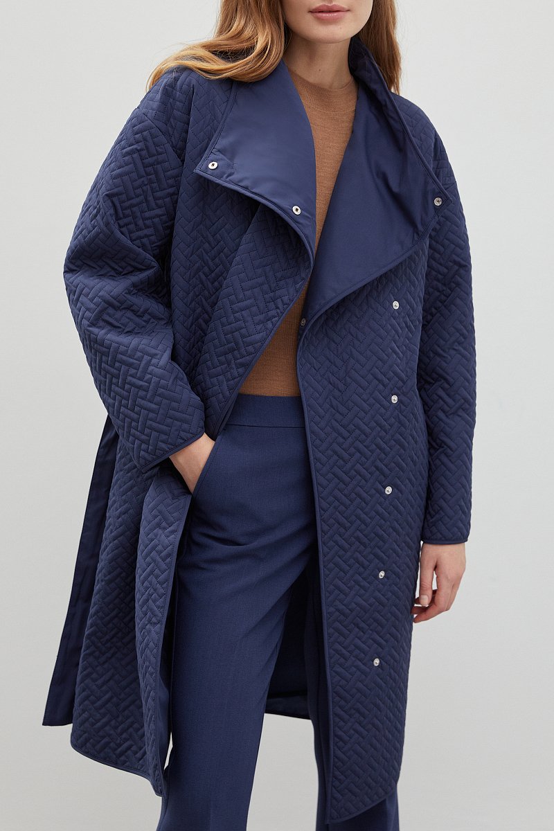 Утепленное пальто с поясом, Модель FBD11055, Фото №3