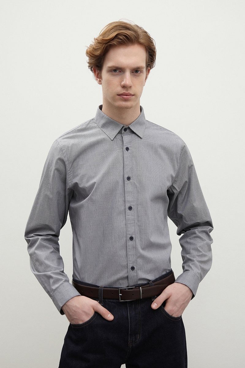 Базовая рубашка из натурального хлопка, Модель FBD21019, Фото №1