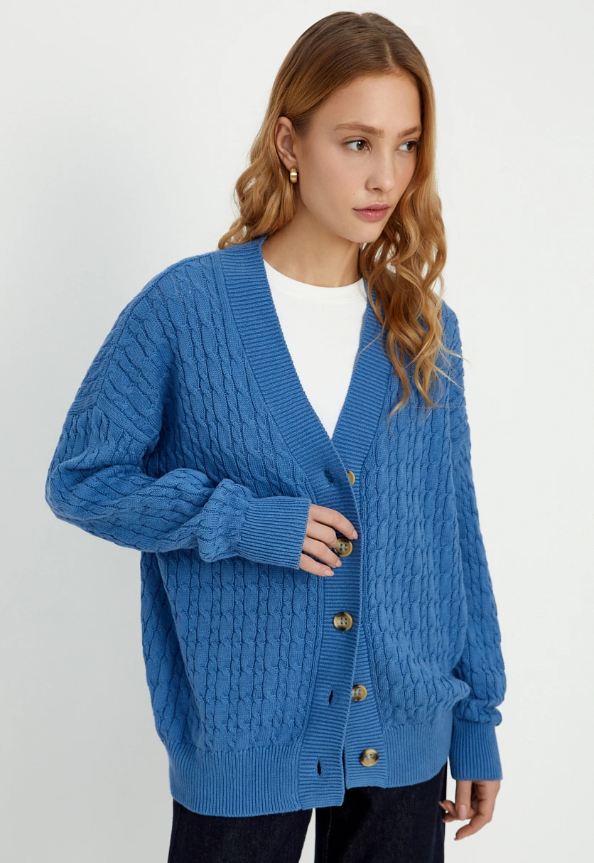 Кардиган с рельефным узором, Модель FBD11114, Фото №1