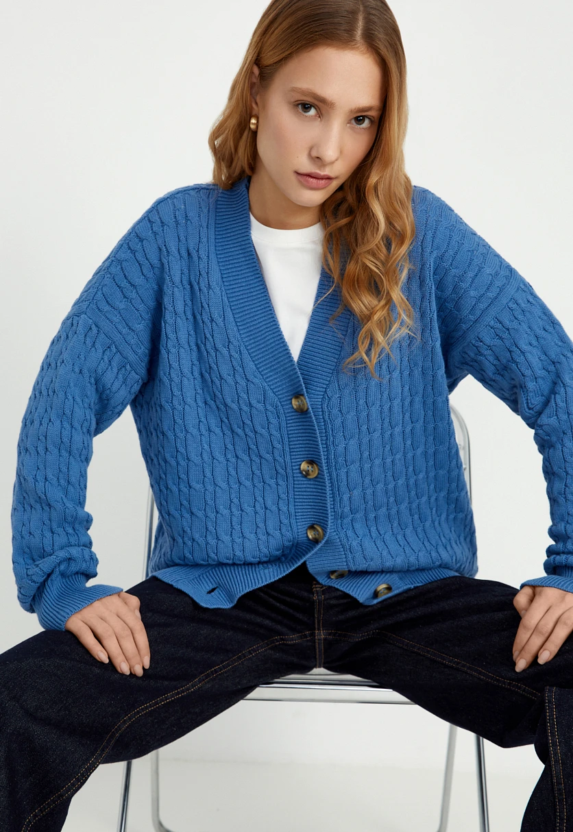 Кардиган с рельефным узором, Модель FBD11114, Фото №3