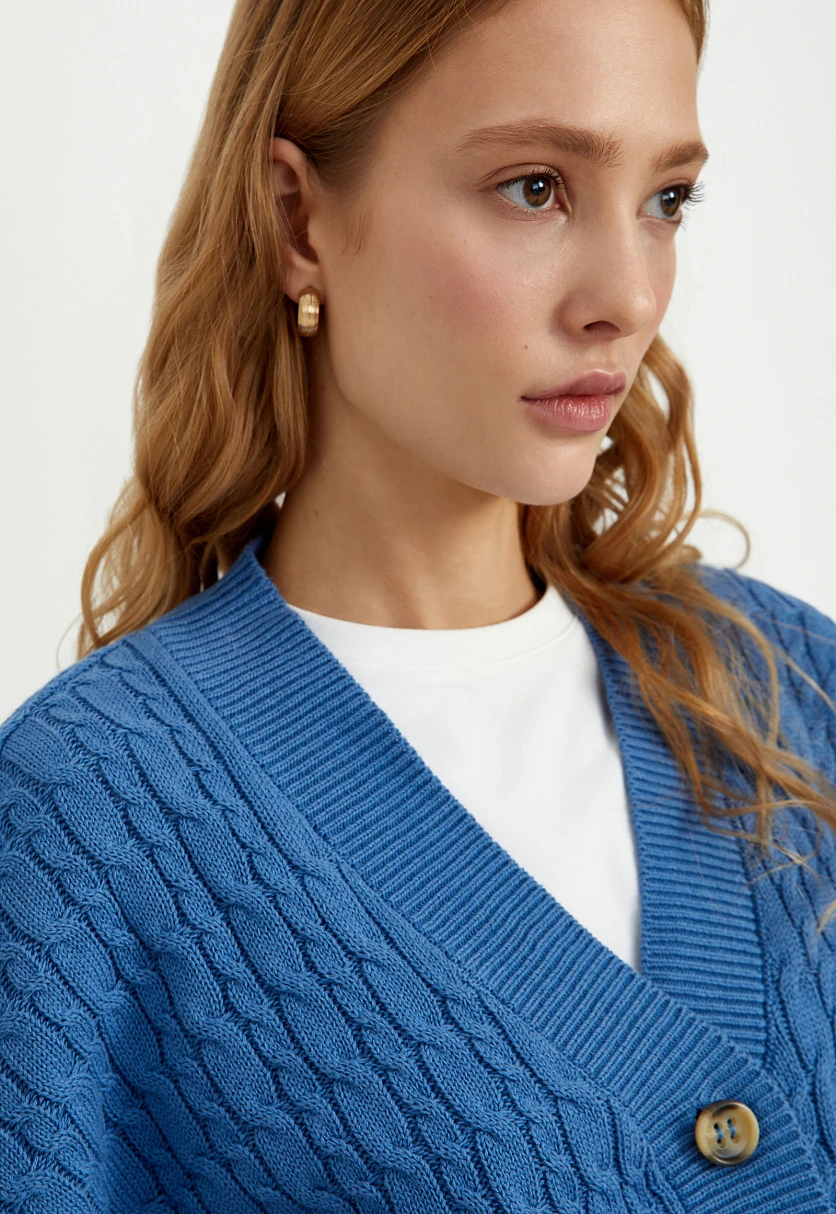 Кардиган с рельефным узором, Модель FBD11114, Фото №6