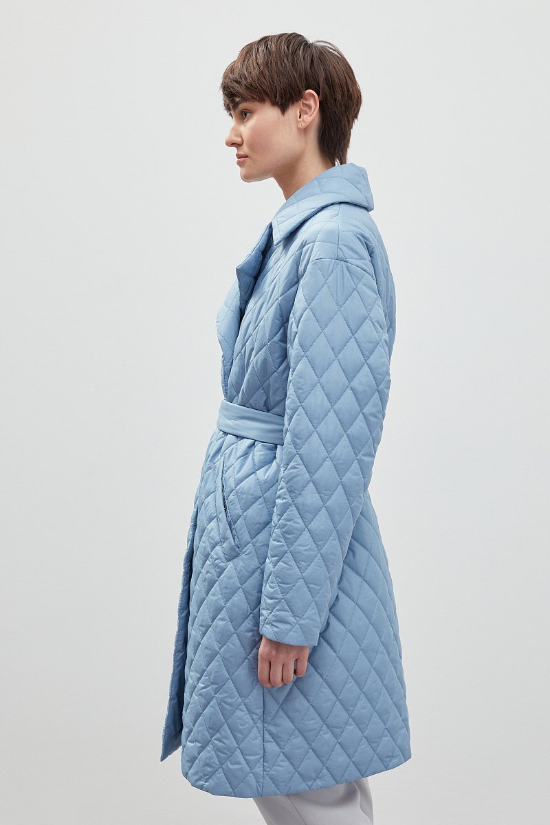 Стеганое утепленное пальто с поясом, Модель FBD11008, Фото №4