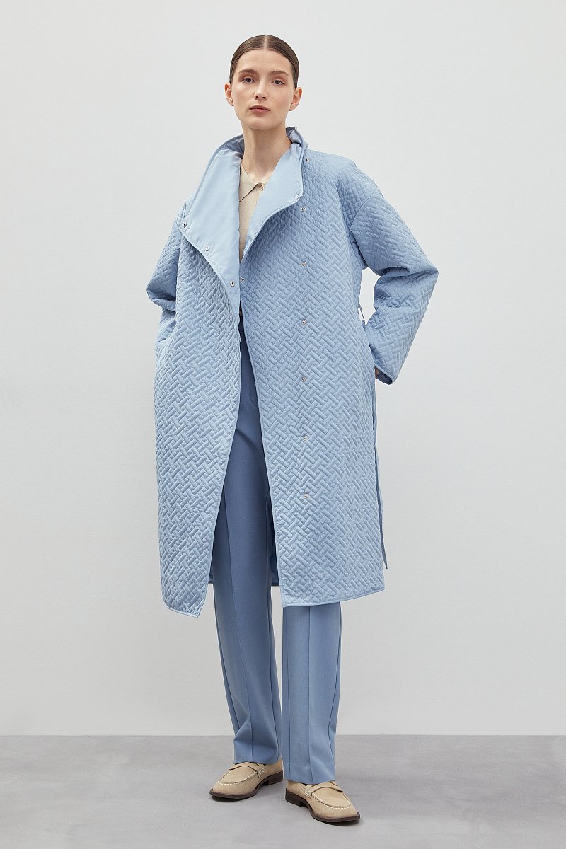Утепленное пальто с поясом, Модель FBD11055, Фото №2