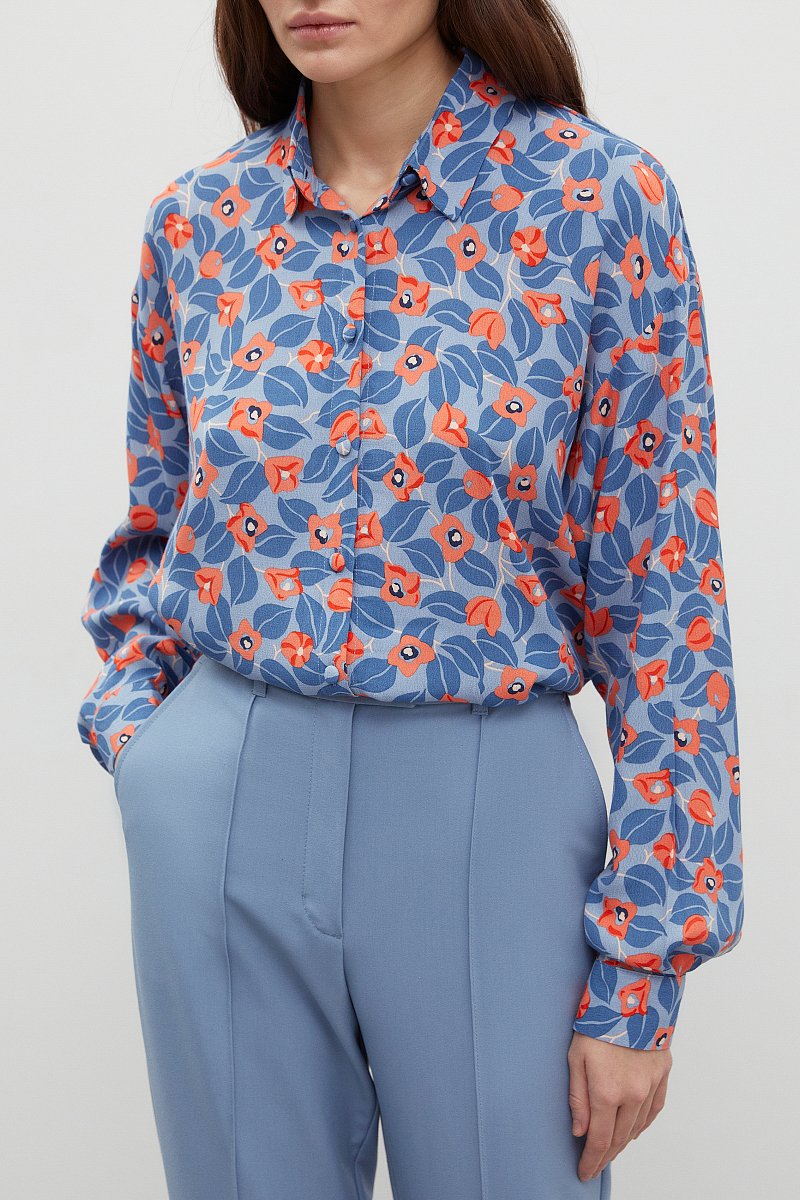 Рубашка женская с принтом из вискозы, Модель FBD110154, Фото №3