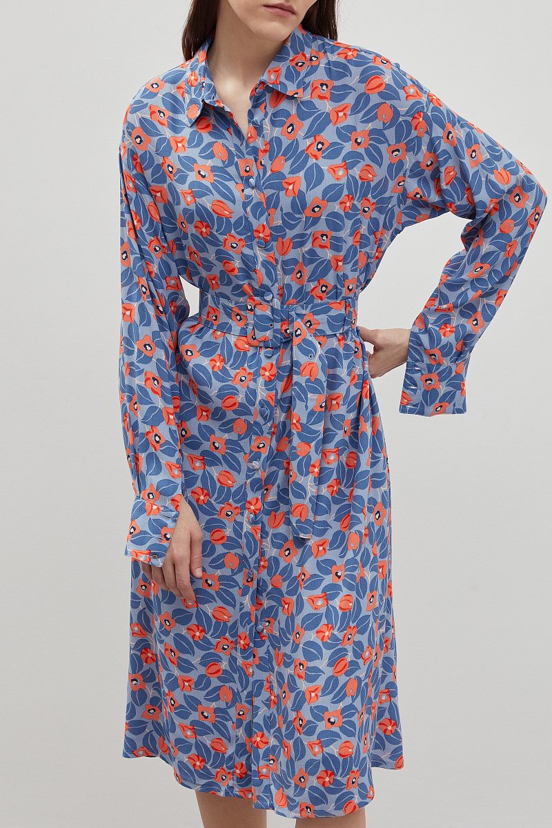 Платье в длине миди с принтом из вискозы, Модель FBD110155, Фото №3