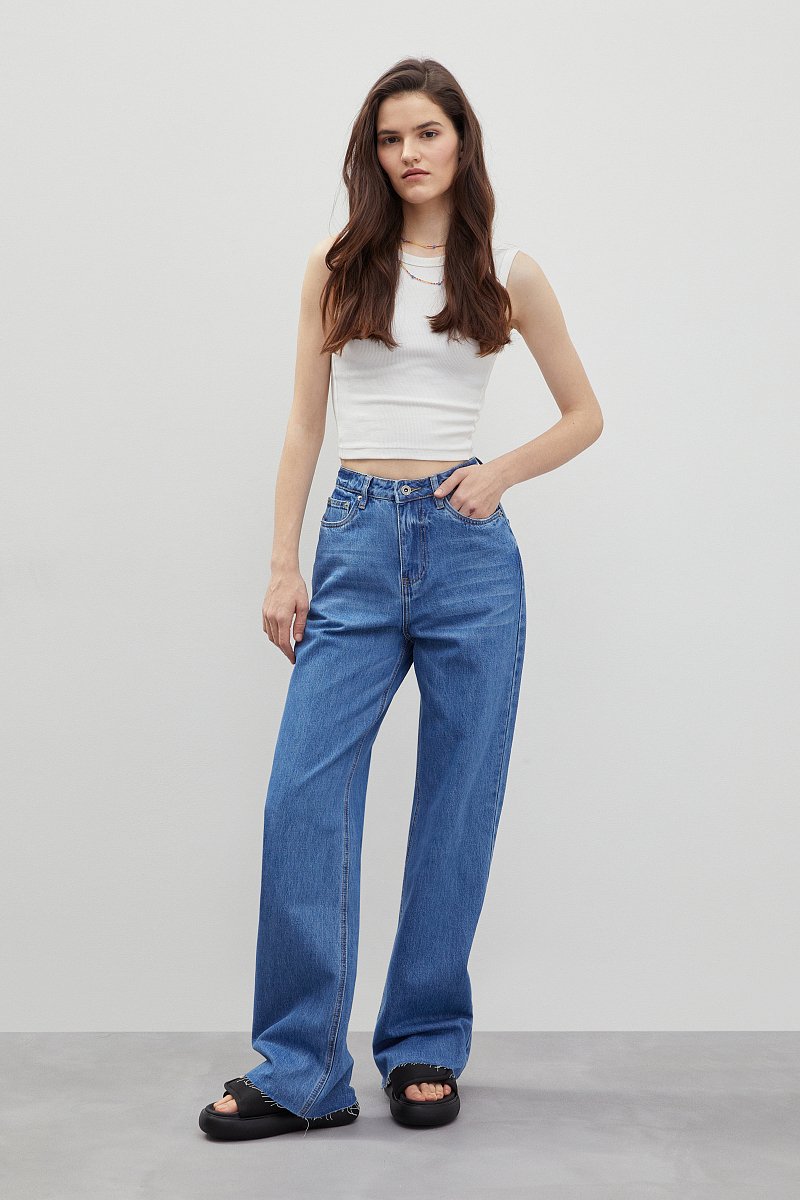 Джинсы wide leg c высокой талией, Модель FBD15003, Фото №1
