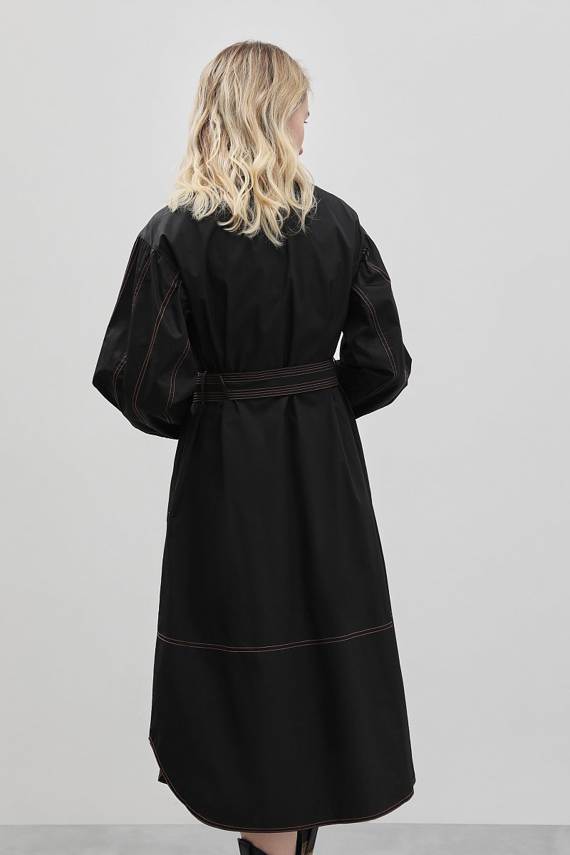Платье с объемными рукавами и поясом, Модель FBD110148, Фото №5