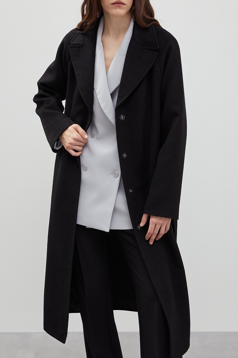 Пальто oversize силуэта с шерстью, Модель FBD11034, Фото №3