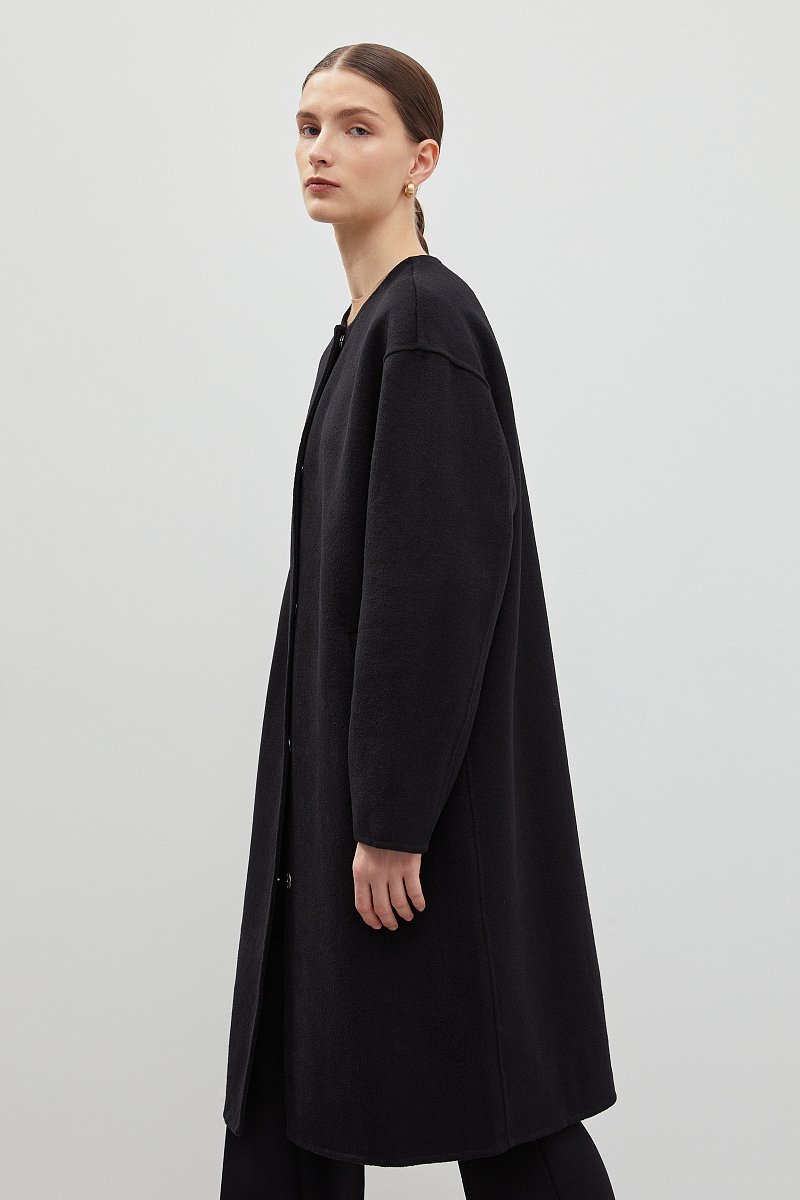 Пальто с круглым вырезом с шерстью, Модель FBD11062, Фото №4