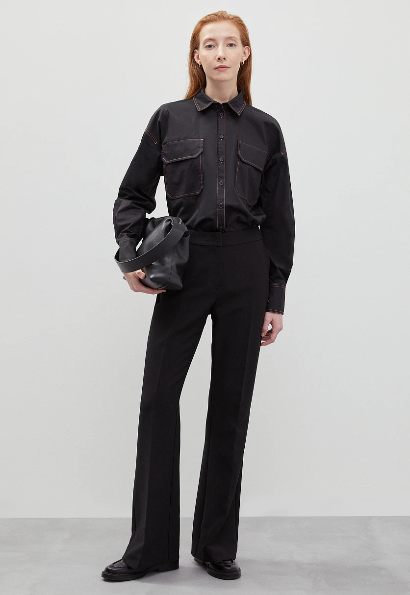 Рубашка силуэта oversize из хлопка, Модель FBD110147, Фото №2