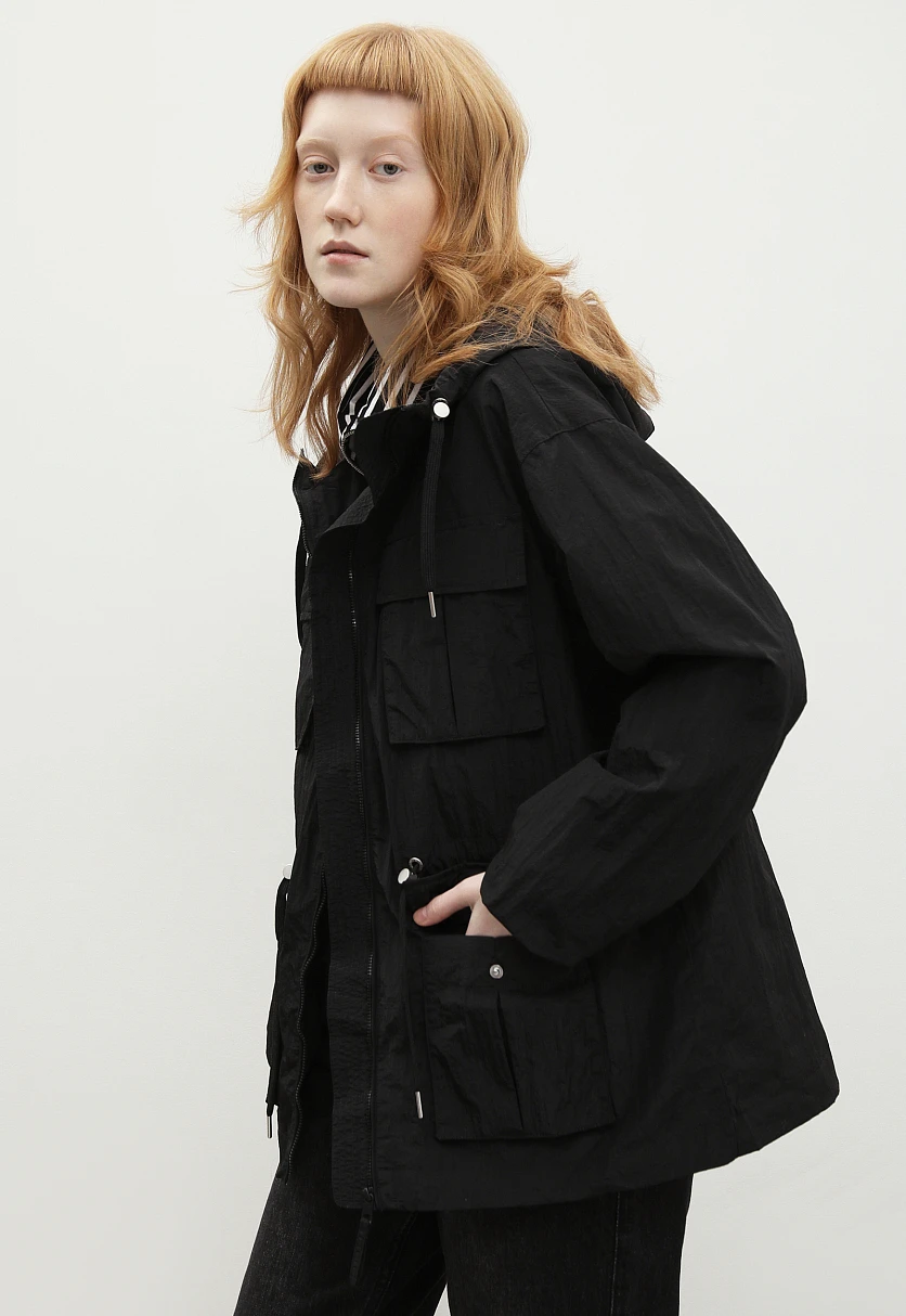 Ветровка oversize силуэта с капюшоном, Модель FBD11059, Фото №4