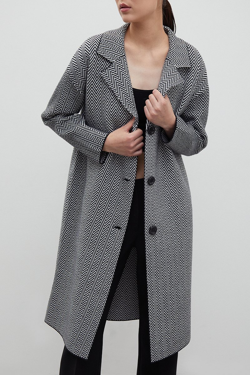 Трикотажное пальто с добавлением шерсти, Модель FBD11105, Фото №3