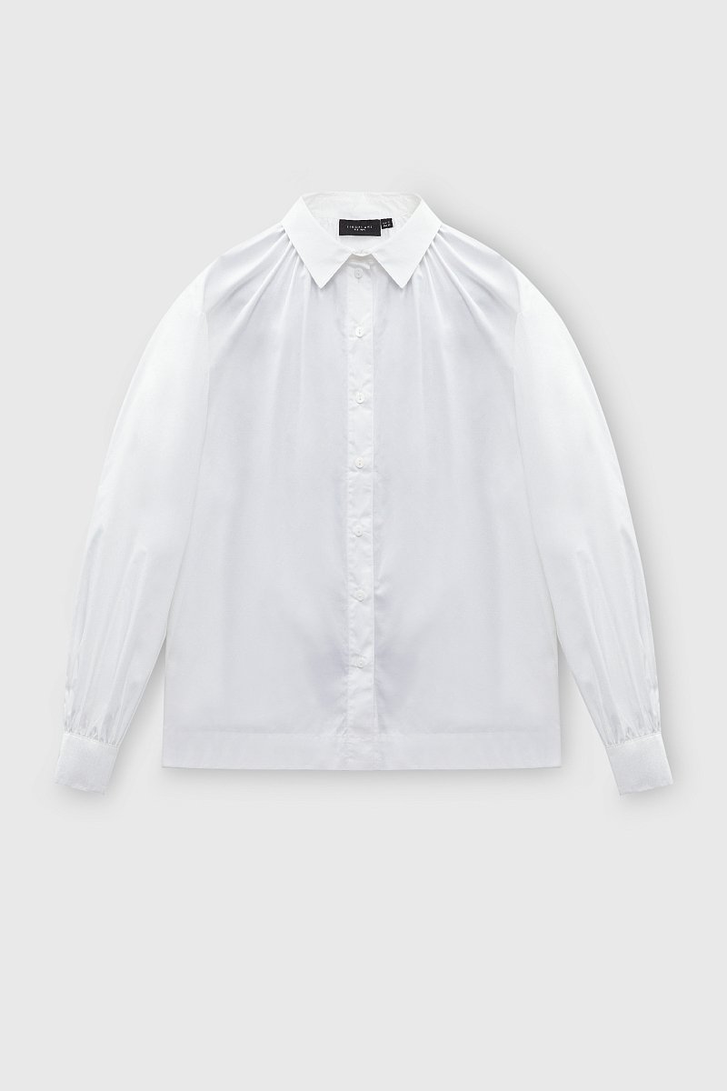 Рубашка с драпировкой из хлопка, Модель FBD110134, Фото №7
