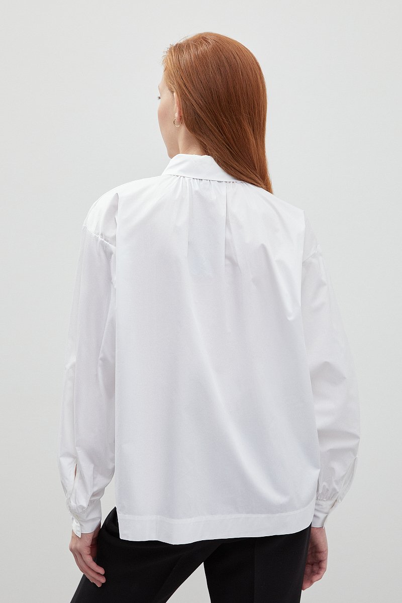 Рубашка с драпировкой из хлопка, Модель FBD110134, Фото №5