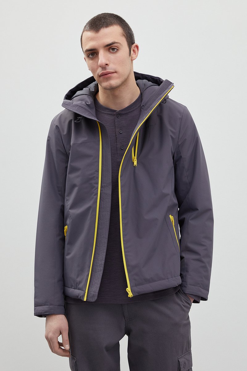 Утепленная куртка с капюшоном и контрастными детал, Модель FBD21040, Фото №1