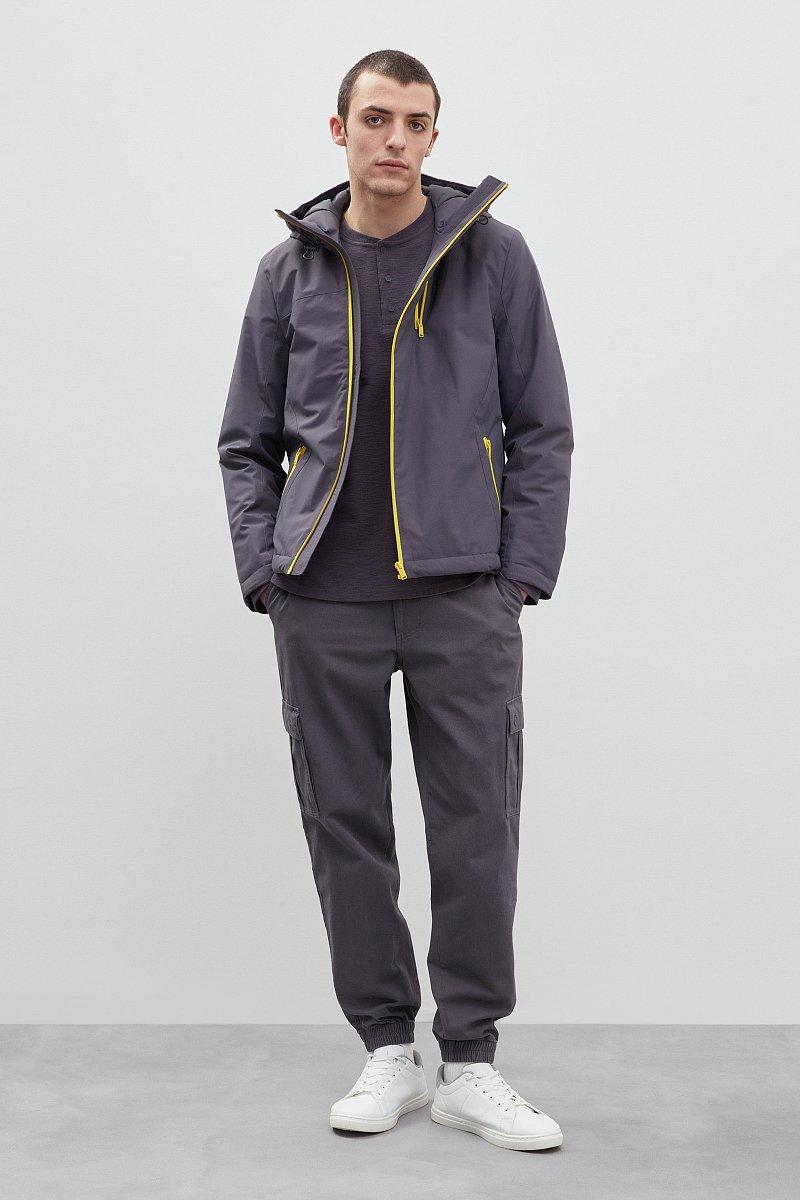 Утепленная куртка с капюшоном и контрастными детал, Модель FBD21040, Фото №2