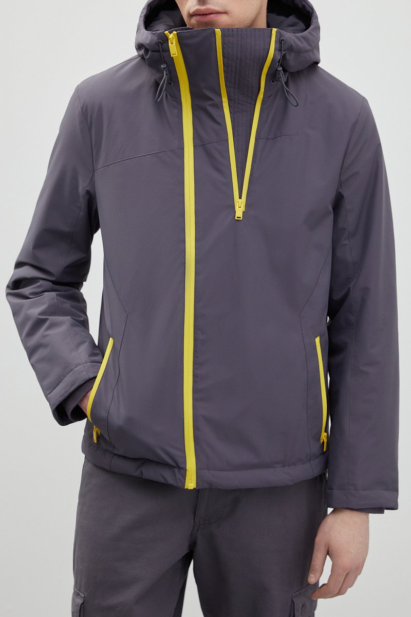 Утепленная куртка с капюшоном и контрастными деталями, Модель FBD21040, Фото №3