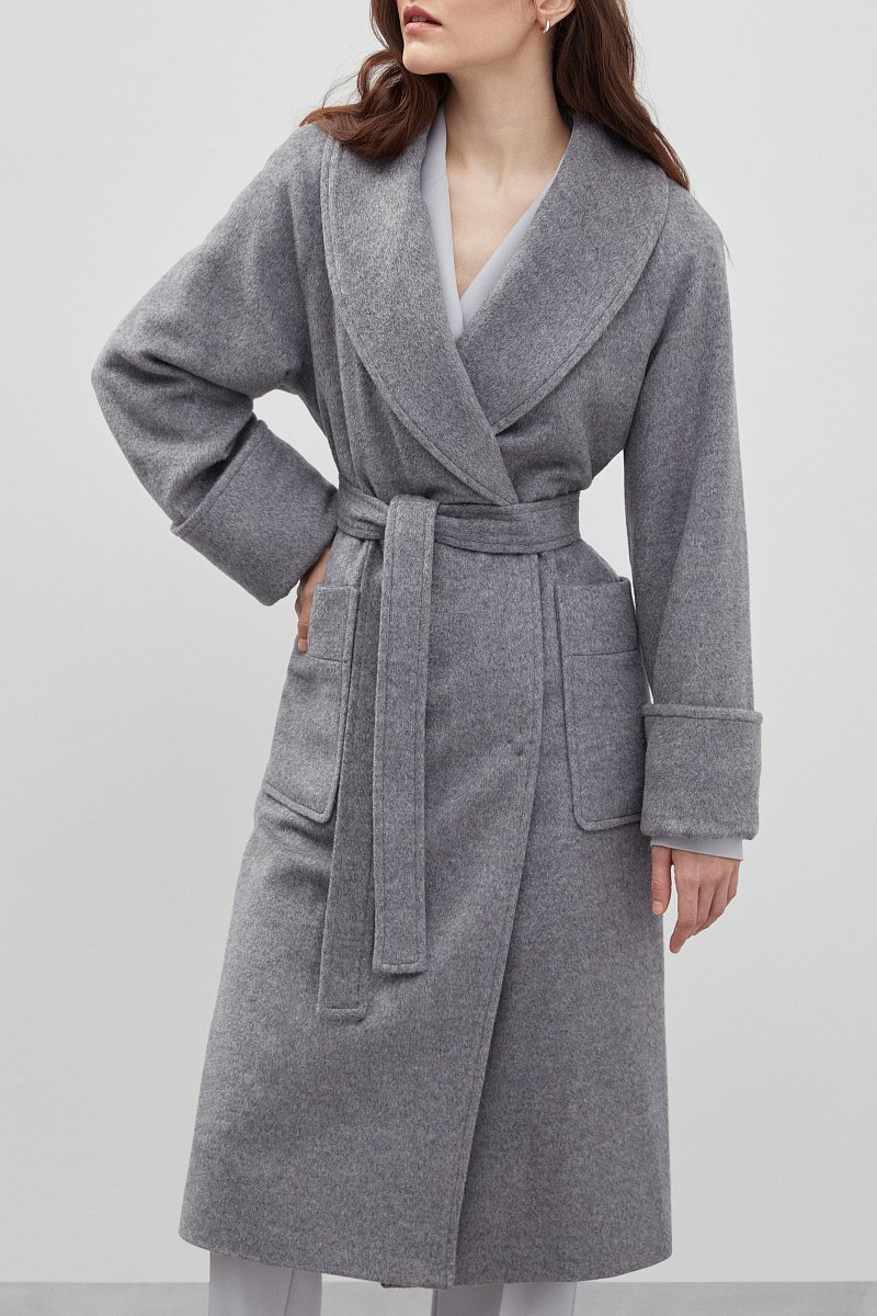 Пальто-халат с добавлением шерсти, Модель FBD11018, Фото №3