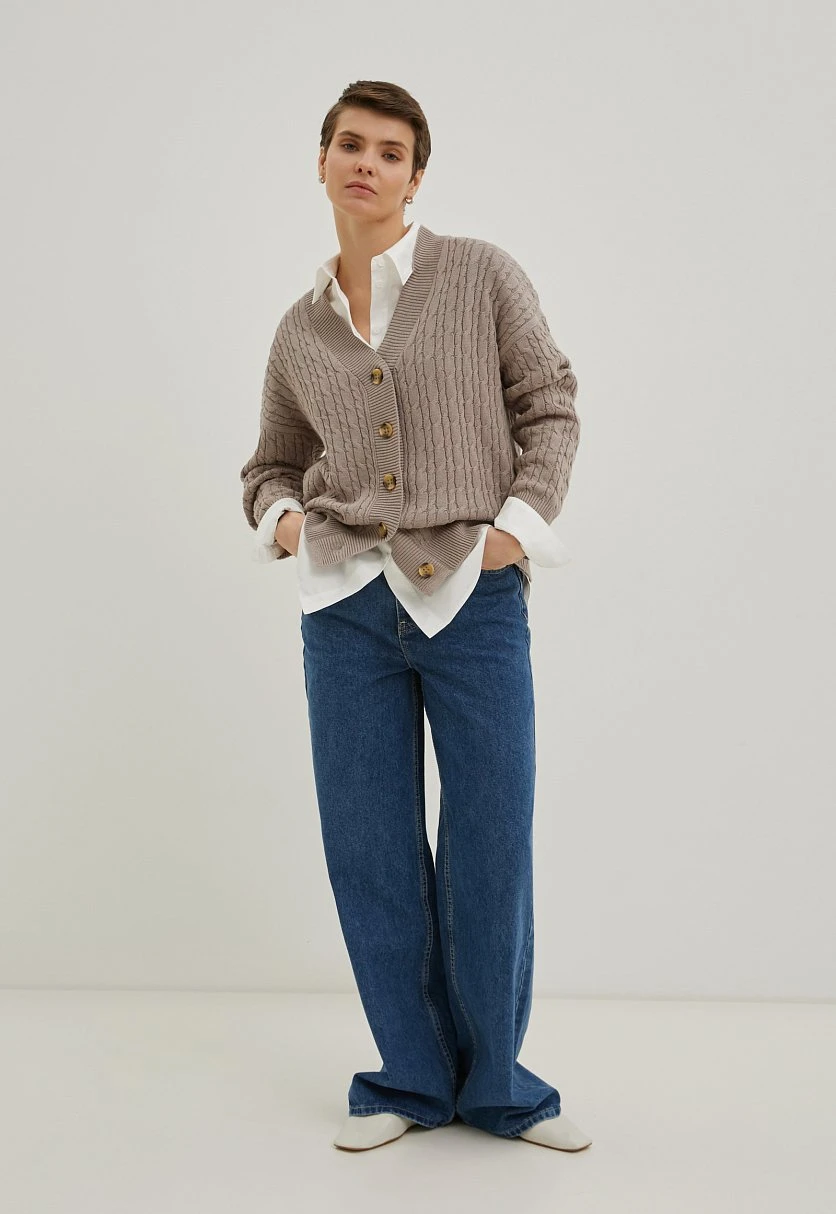 Кардиган с рельефным узором, Модель FBD11114, Фото №2