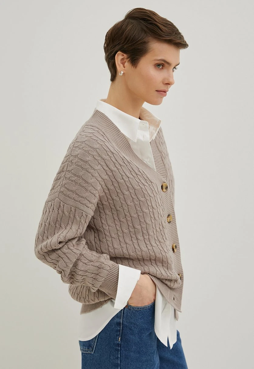 Кардиган с рельефным узором, Модель FBD11114, Фото №4