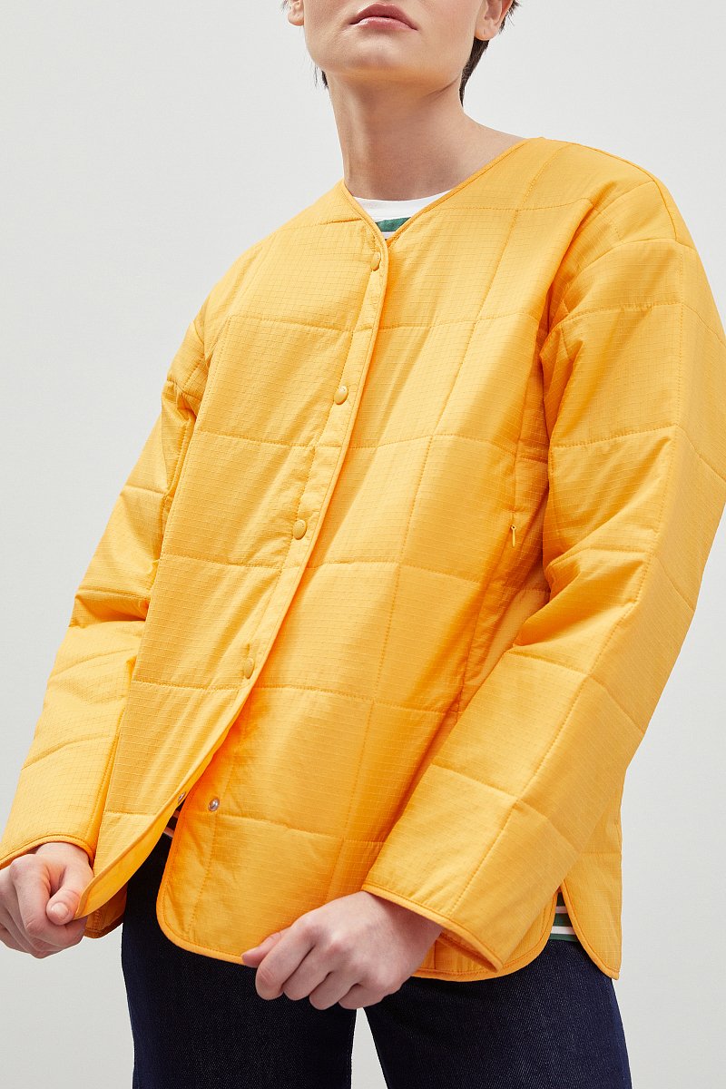 Стеганая куртка с V-образным вырезом, Модель FBD11041, Фото №3