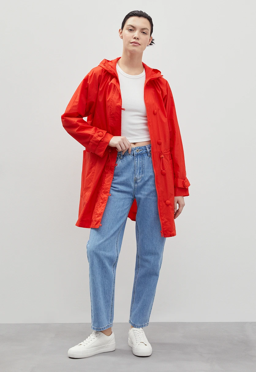 Укороченный плащ с капюшоном, Модель FBD11042, Фото №2