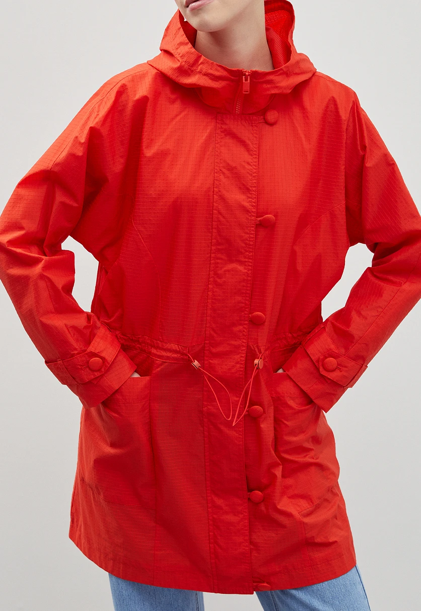 Укороченный плащ с капюшоном, Модель FBD11042, Фото №3