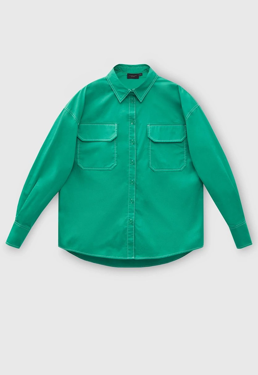 Рубашка силуэта oversize из хлопка, Модель FBD110147, Фото №7