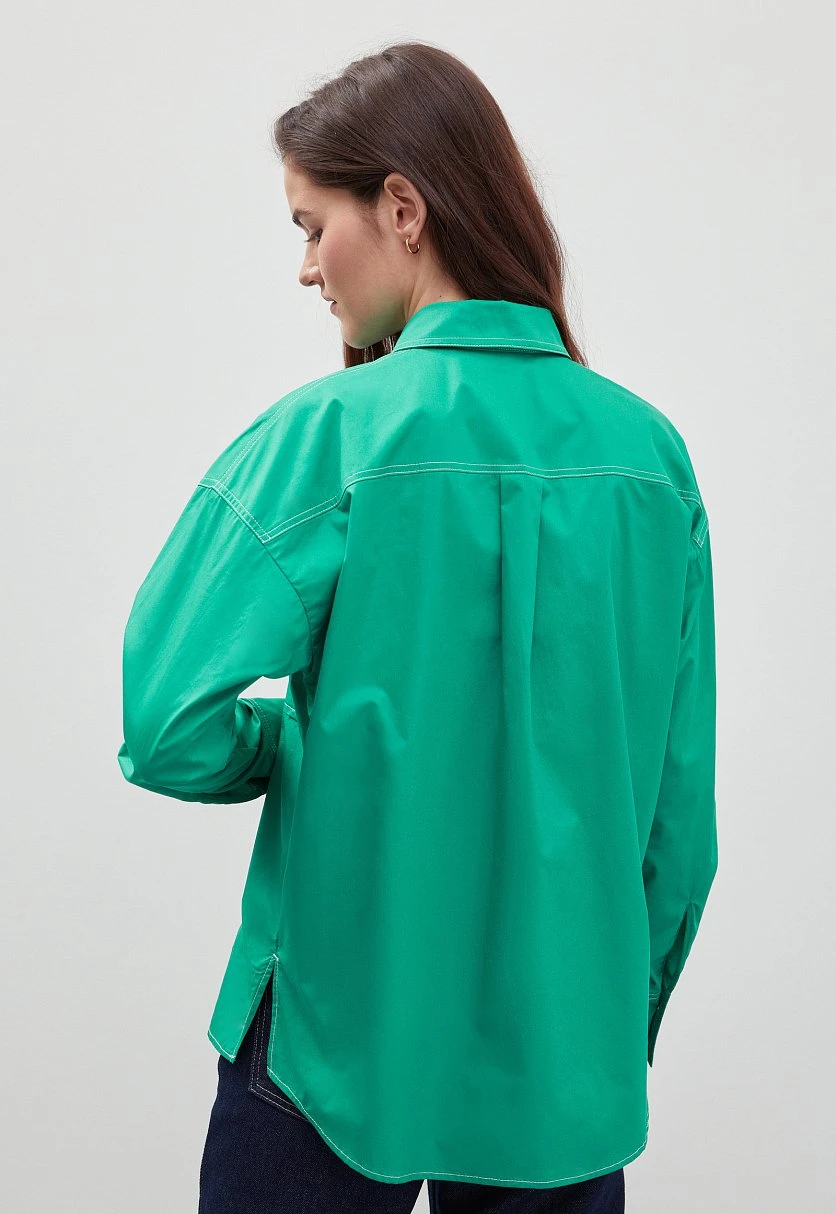 Рубашка силуэта oversize из хлопка, Модель FBD110147, Фото №5