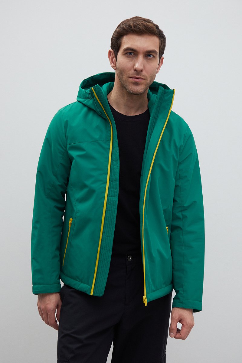 Утепленная куртка с капюшоном и контрастными деталями, Модель FBD21040, Фото №1