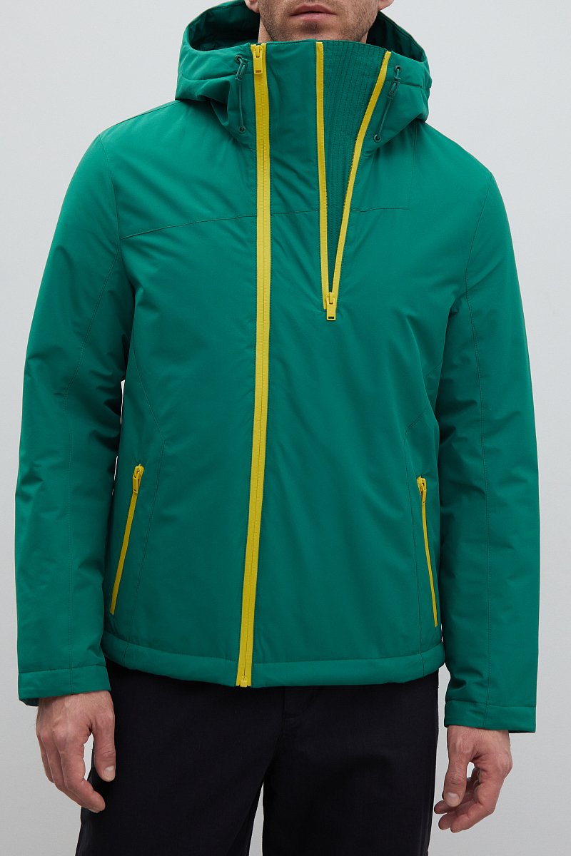 Утепленная куртка с капюшоном и контрастными деталями, Модель FBD21040, Фото №3