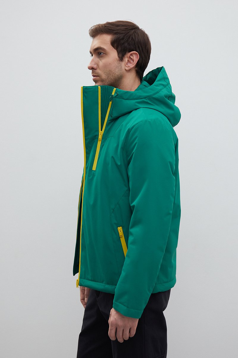 Утепленная куртка с капюшоном и контрастными детал, Модель FBD21040, Фото №4