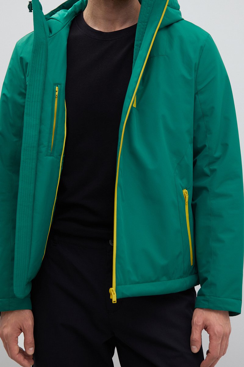 Утепленная куртка с капюшоном и контрастными детал, Модель FBD21040, Фото №6