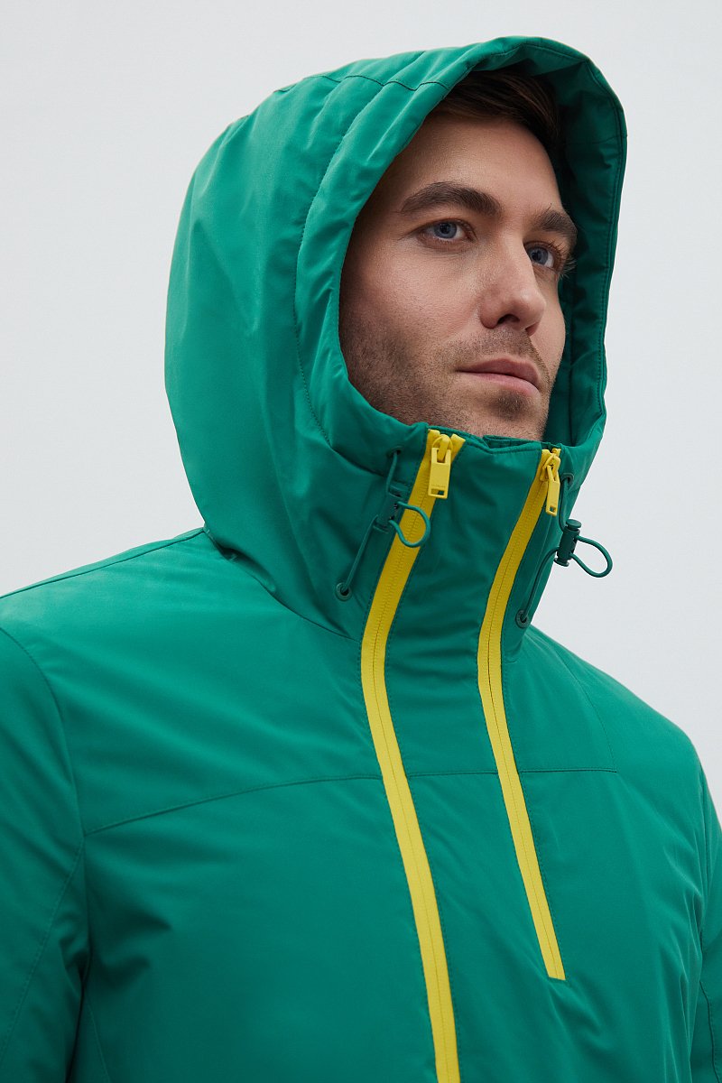 Утепленная куртка с капюшоном и контрастными детал, Модель FBD21040, Фото №7