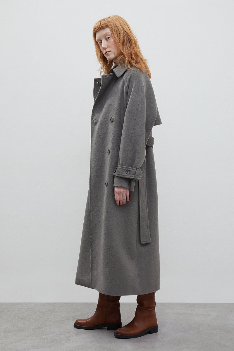 Пальто-тренч с добавлением шерсти, Модель FBD11035, Фото №2