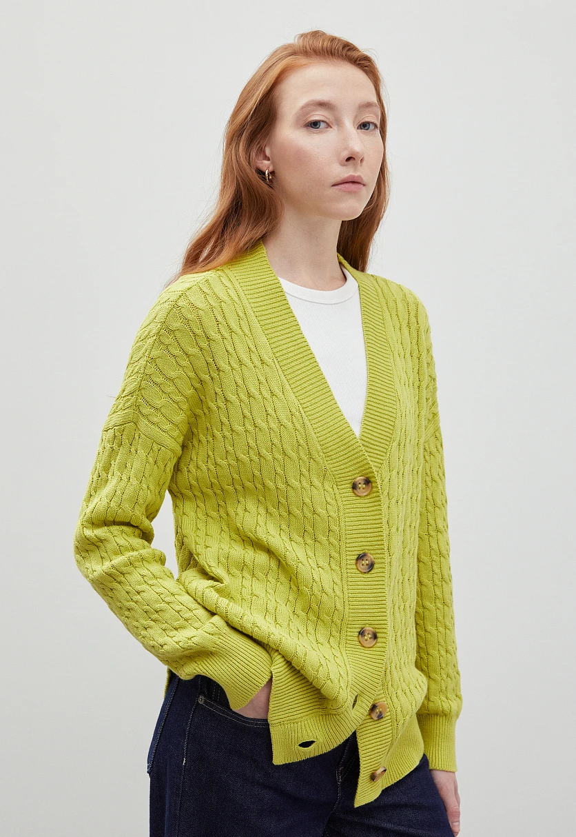 Кардиган с рельефным узором, Модель FBD11114, Фото №4