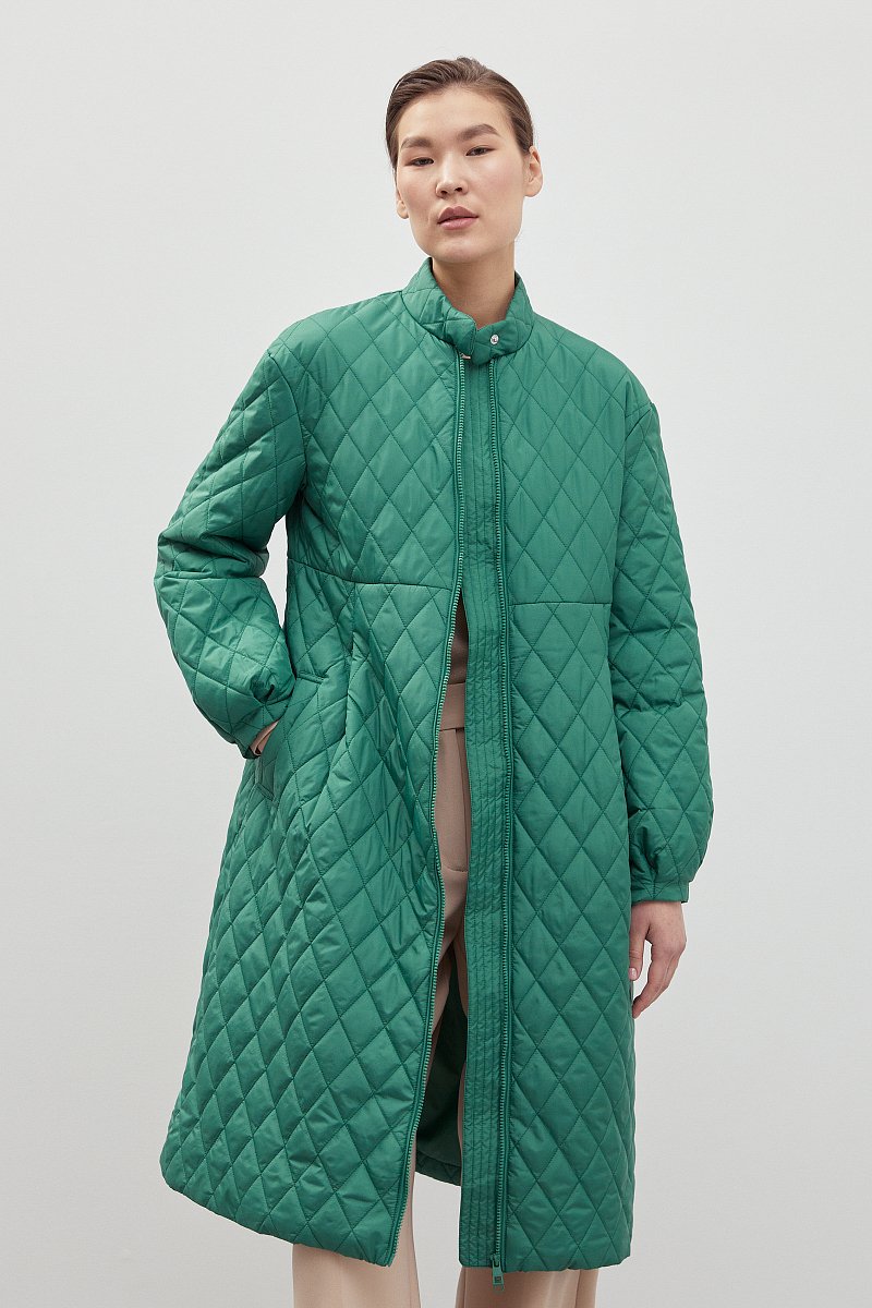 Стеганое пальто в длине миди, Модель FBD11011, Фото №1