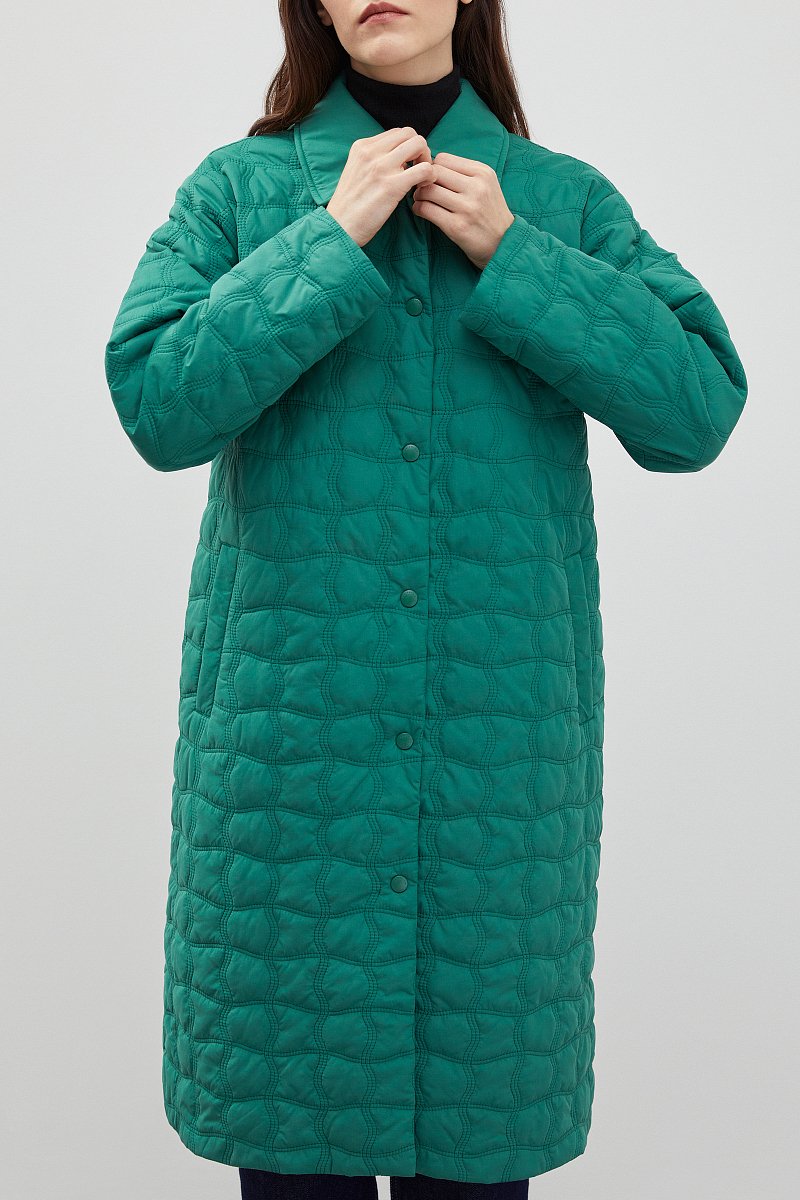 Стеганое пальто с отложным воротником, Модель FBD11025, Фото №3