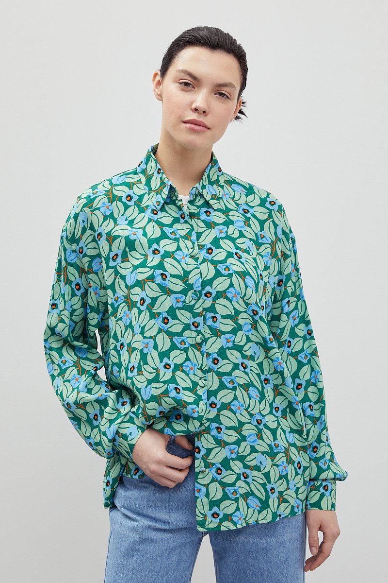 Рубашка женская с принтом из вискозы, Модель FBD110154, Фото №1