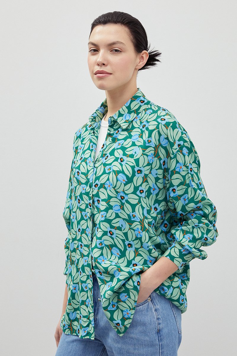 Рубашка женская с принтом из вискозы, Модель FBD110154, Фото №4