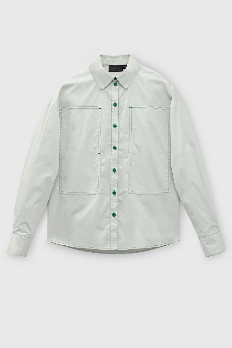Рубашка с контрастной отделкой, Модель FBD110146, Фото №7
