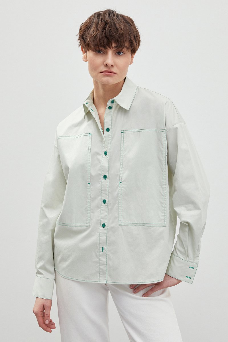 Рубашка с контрастной отделкой, Модель FBD110146, Фото №1